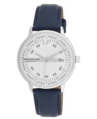 London Fog Unisex Millennium Blue Leather Watch, 40mm