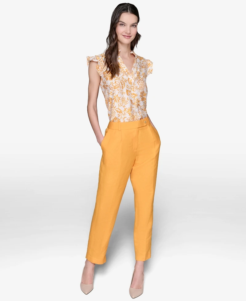 Karl Lagerfeld Paris Women's Pleat-Front Straight-Leg Ankle Pants