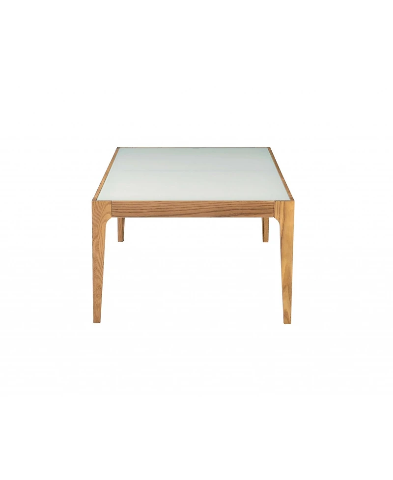 Contemporary Solid Wood Coffee Table with Frosted Glass Surface