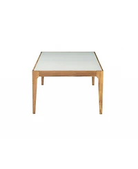 Contemporary Solid Wood Coffee Table with Frosted Glass Surface