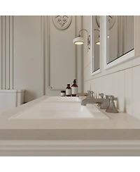 8 in. Widespread Double Handle 3 Hole Bathroom Faucet Water-Saving With Metal Drain In Brushed Nickel