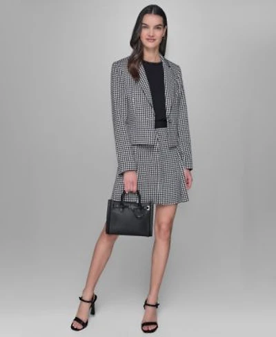 Karl Lagerfeld Paris Womens Sleeveless Top One Button Blazer Pleated Mini Skirt