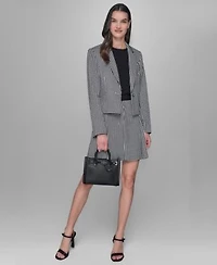 Karl Lagerfeld Paris Womens Sleeveless Top One Button Blazer Pleated Mini Skirt