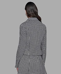 Karl Lagerfeld Paris Women's Check Print One-Button Blazer