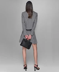 Karl Lagerfeld Paris Womens Sleeveless Top One Button Blazer Pleated Mini Skirt