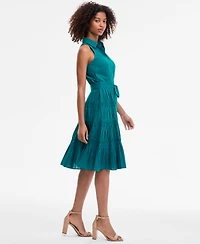 Anne Klein Women's Sleeveless Pintuck Tie-Waist Midi Dress