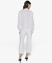 Karl Lagerfeld Paris Women's Blouson-Sleeve Button-Front Blouse