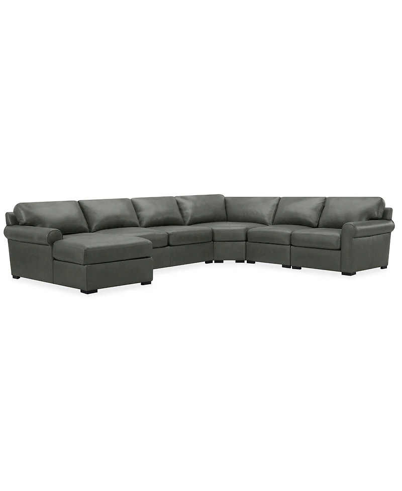 Radley Roll Arm 152" -Pc. Leather Wedge Corner Chaise Sectional