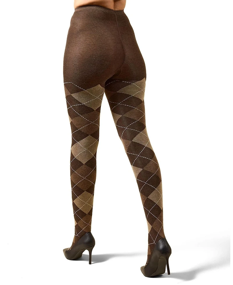 MeMoi Women's Textured Argyle Patterned Sweater Tights
