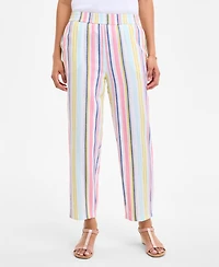 Style & Co Women's Striped Cotton Gauze Pull-On Pants, Exclusively at Macy's