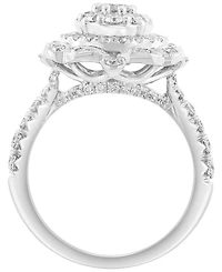 Effy Diamond Flower Cluster Milgrain Bead Ring (1-1/3 ct. t.w.) in 14k White Gold