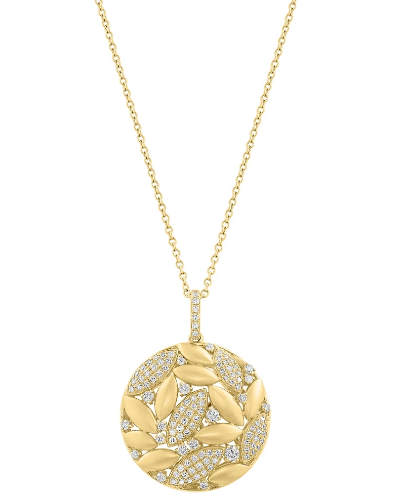 Effy Diamond & Polished Navette Cluster Pendant Necklace (1/2 ct. t.w.) in 14k Gold, 17" + 1" extender