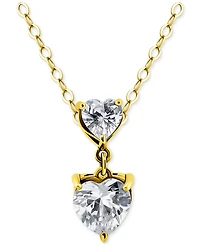 Giani Bernini Cubic Zirconia Double Heart Pendant Necklace, 16" + 2" extender, Exclusively at Macy's