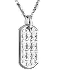 Bulova Men's Icon Meteorite Sterling Silver Dog Tag 26" Pendant Necklace
