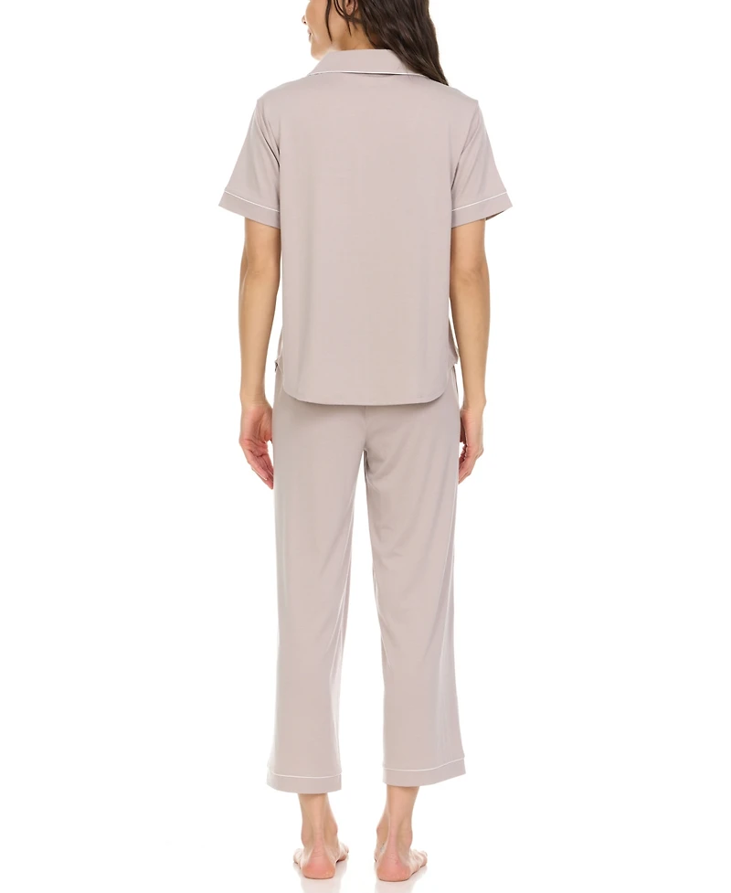 Flora by Nikrooz Women's Annie Notch Top and Capri Pajama Set