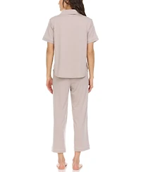 Flora by Nikrooz Women's Annie Notch Top and Capri Pajama Set