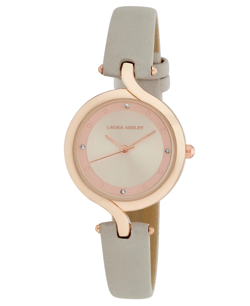 Laura Ashley Women's Quartz Gray Leather Watch, 30mm
