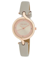 Laura Ashley Women's Quartz Gray Leather Watch, 30mm