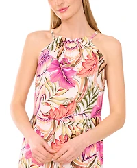 CeCe Women's Tropical-Print Halter Maxi Dress