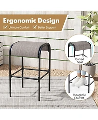 Gymax -Piece Patio Dining Set w/ Umbrella Hole Metal Frame & Breathable Fabric Seat