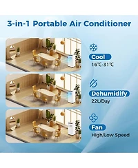 Gymax 8000 Btu Portable Air Conditioner 3 in 1 Floor Ac Unit w/ Fan & Dehumidifier Quiet Air Cooler