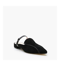 Alterre Women's Black Suede Twiggy Customizable Pointed Loafer Slides
