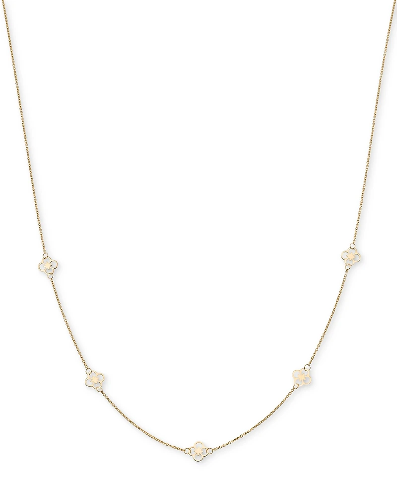 Openwork Clover Design Five Station 18" Collar Necklace in 10k Gold