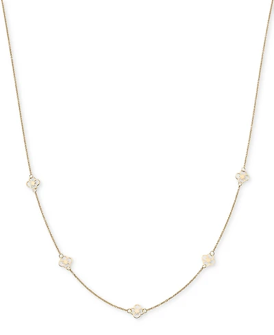 Openwork Clover Design Five Station 18" Collar Necklace in 10k Gold