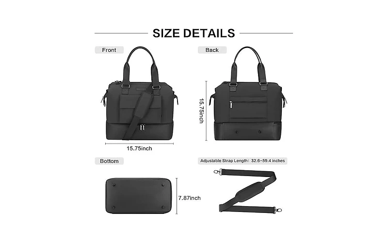 Urtala Weekender Bags for Women Men Travel Duffle Bag with Shoes Compartment Carry On Duffel Overnight Gym Hospital