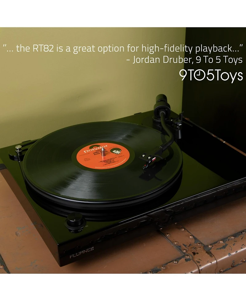 Fluance RT82 Reference High Fidelity Vinyl Turntable Record Player with Ortofon OM10 Cartridge, Speed Control Motor, Mass Mdf Wood Plinth, Vibrat