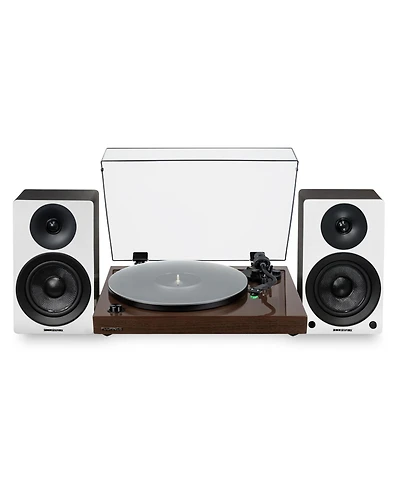 Fluance RT81+ Elite HiFi Vinyl Turntable (White) and Ai41 Powered Bookshelf Speakers (Lucky Bamboo) Bundle: High Fidelity Sound, Integrated Amplifier,