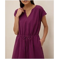 Pact Women's Organic Cotton Coastal Double Gauze Tie Waist Midi Dress