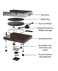 Fluance RT84 Reference High Fidelity Vinyl Turntable Record Player with Ortofon 2M Blue Cartridge, Speed Control Motor, Record Weight