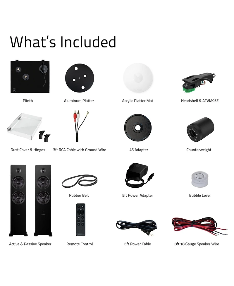 Fluance RT81+ Turntable (White) and Ai81 Tower Speakers (Lucky Bamboo) Bundle: High Fidelity Vinyl Playback & Powerful Stereo Sound, Integrated Amplif