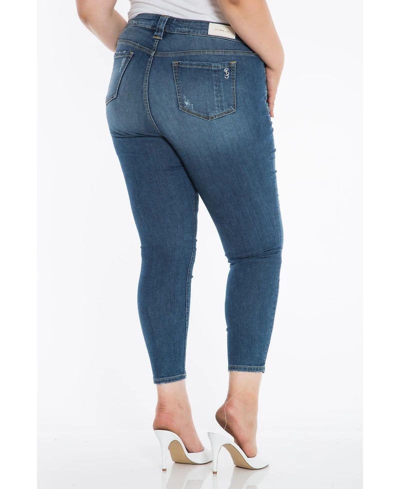 Slink Jeans Plus Denim Mid Rise Skinny 28" inseam