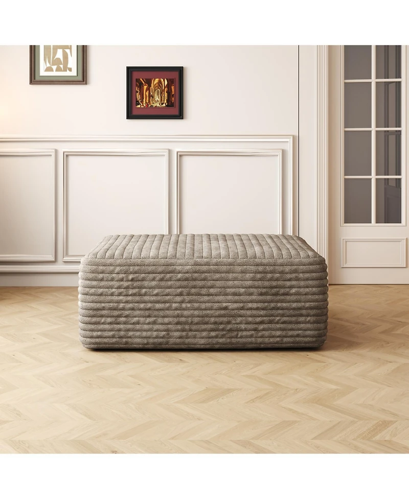 Streamdale 37.40"Sofa ottoman, No Assembly Required,Camel(Plush Corduroy Fabric)