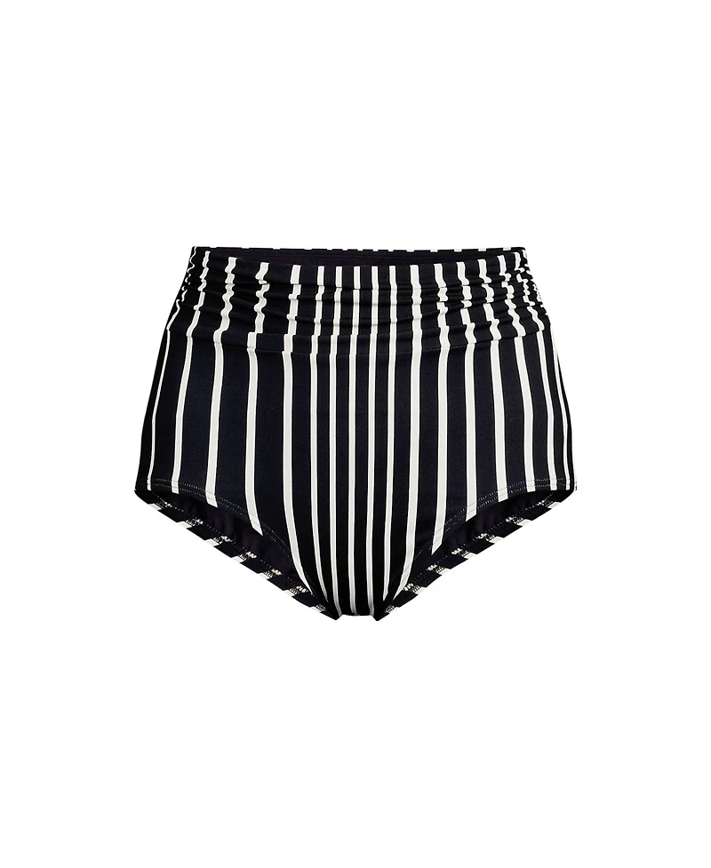 Lands' End Women's Ruched High Waisted Full Coverage Bikini Bottoms