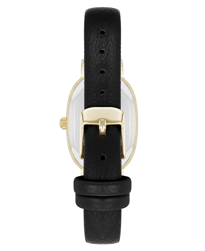 Anne Klein Women's Quartz Oval Polyurethane Leather and Gold-Tone Metal Alloy Watch