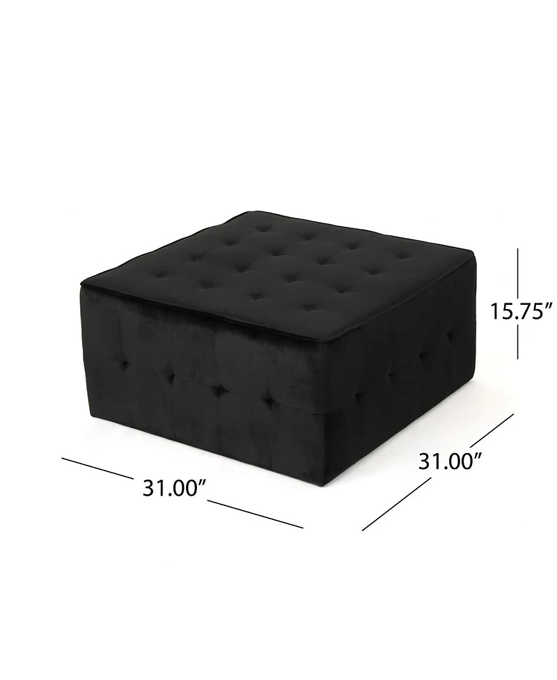 Extra Large Tufted Square Cocktail Ottoman, Upholstered in Soft Velvet, Seating, Footrest or Coffee Table-The Pop Home