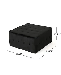 Extra Large Tufted Square Cocktail Ottoman, Upholstered in Soft Velvet, Seating, Footrest or Coffee Table-The Pop Home