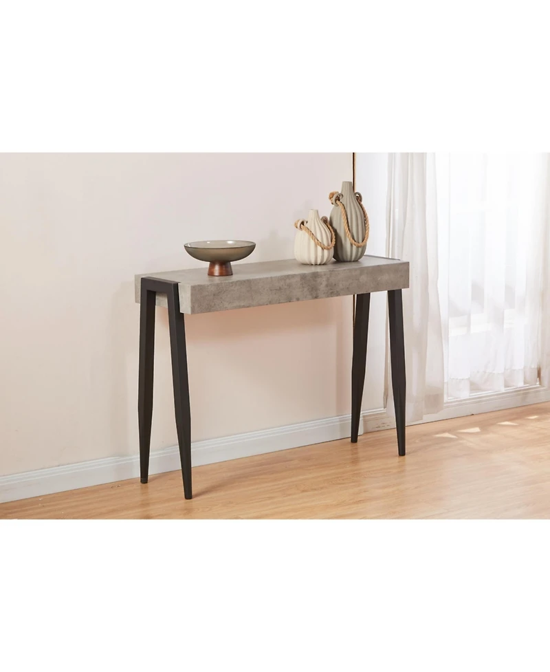 Kings Brand Furniture Camden Marble-Style Console Sofa Entryway Table for Hallway, Living Room, Foyer, Black/Gray
