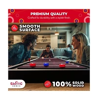 Swooc 2-in-1 Shuffleboard and Curling | 100% Solid Wood Shuffleboard Table (4ft) | With 5+ Games | Board Game Table Top Games