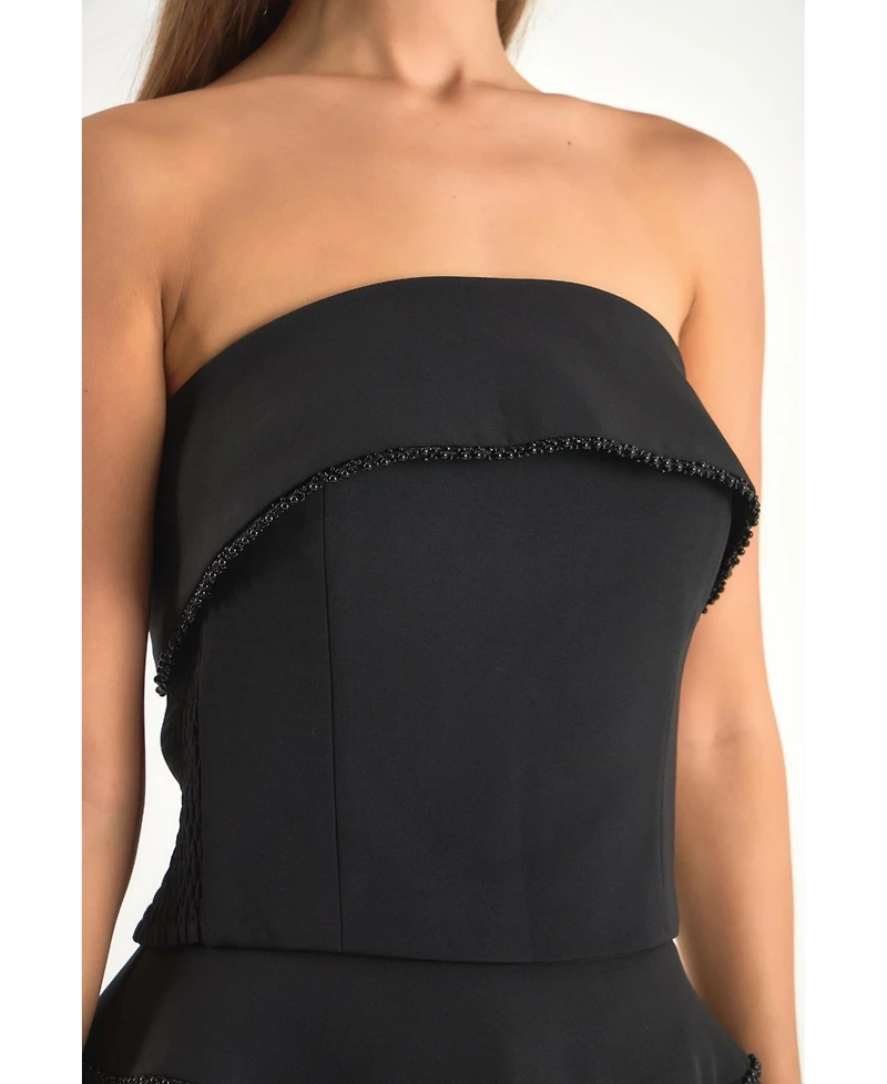 endless rose Women's Pearl Trim Top