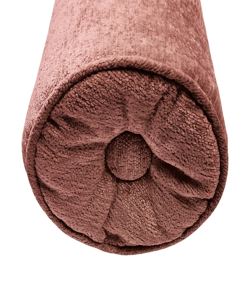 Edie@Home Delmonico Chenille Lumbar Neck Roll Decorative Pillow