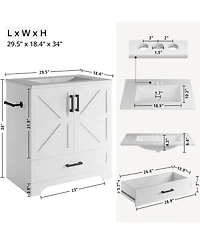 Bathroom Vanity with Sink, 30 Inch Farmhouse Bathroom Sink Cabinet