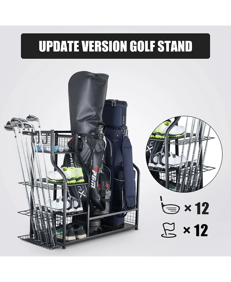 Mythinglogic Golf Storage Garage Organizer and Other Golfing Equipment Rack