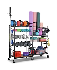 Mythinglogic Weight Capacity Sports Storage Garage Organizer Dumbbells Kettlebells Lifting Rod Multifunction Equipment Rack