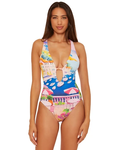 Becca Women's Positano Reversible Textured One-Piece Swimsuit