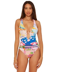 Becca Women's Positano Reversible Textured One-Piece Swimsuit