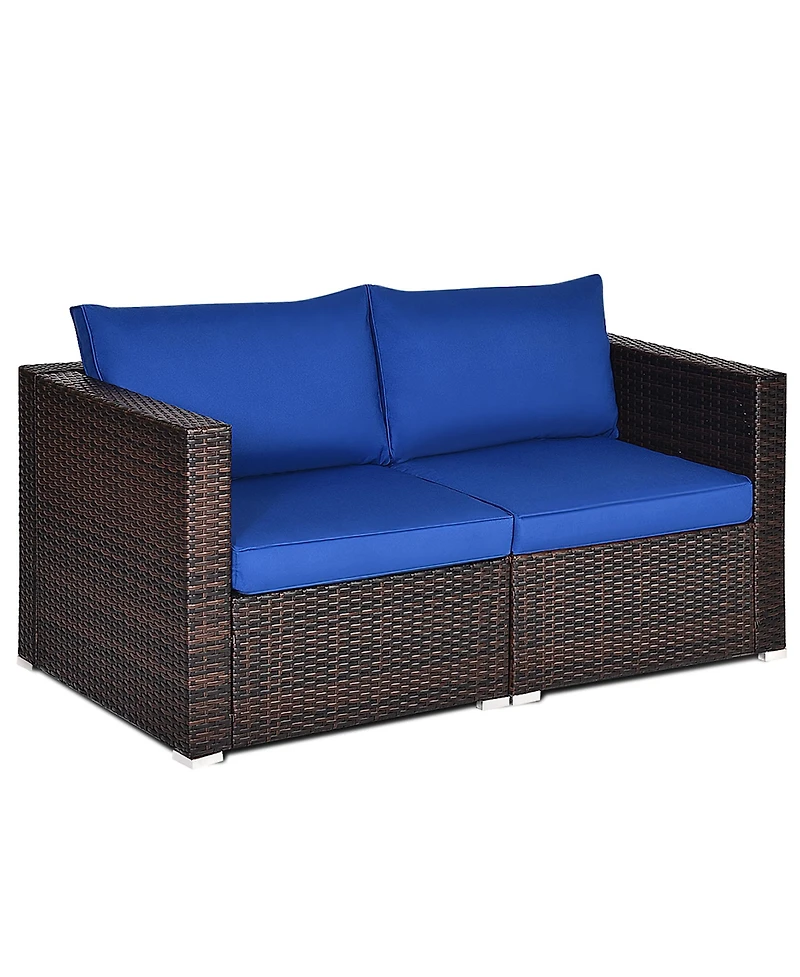 2PCS Patio Rattan Corner Sofa Sectional Furniture